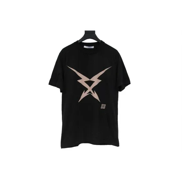 Givenchy Mens Double Arrow Cross T Shirt Size Medium Black Crewneck Cotton